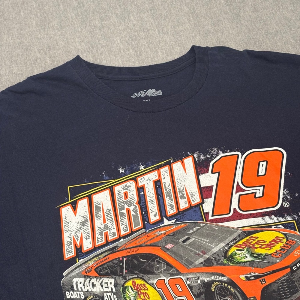 Martin Truex Jr Joe Gibbs Racing T-Shirt Mens 2XL Navy Blue NASCAR 19 Bass Pro